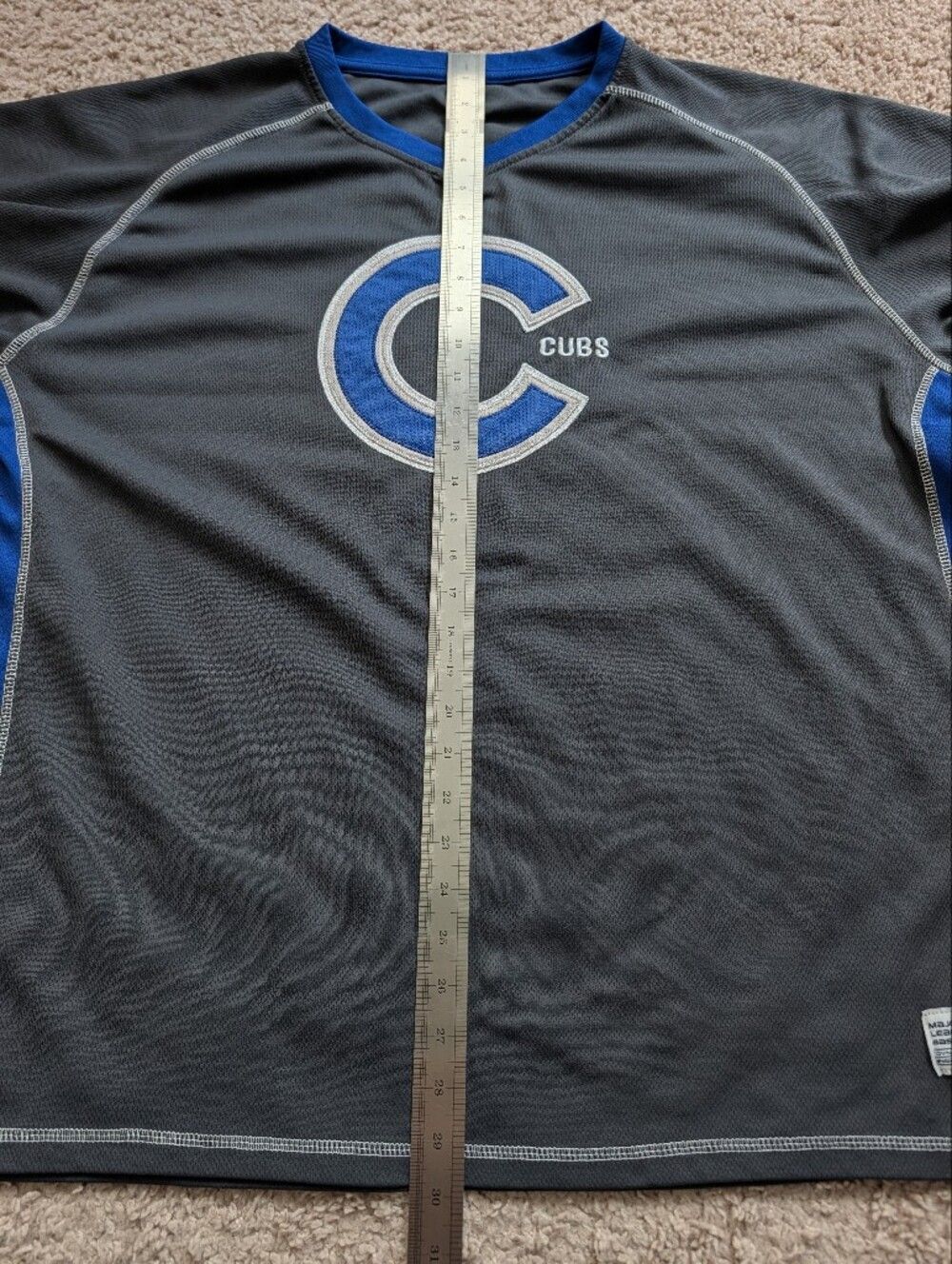 Dynasty Chicago Cubs Mens MLB Grey Royal Blue V-Neck Short Sleeve Shirt Size XL - Picture 8 of 9